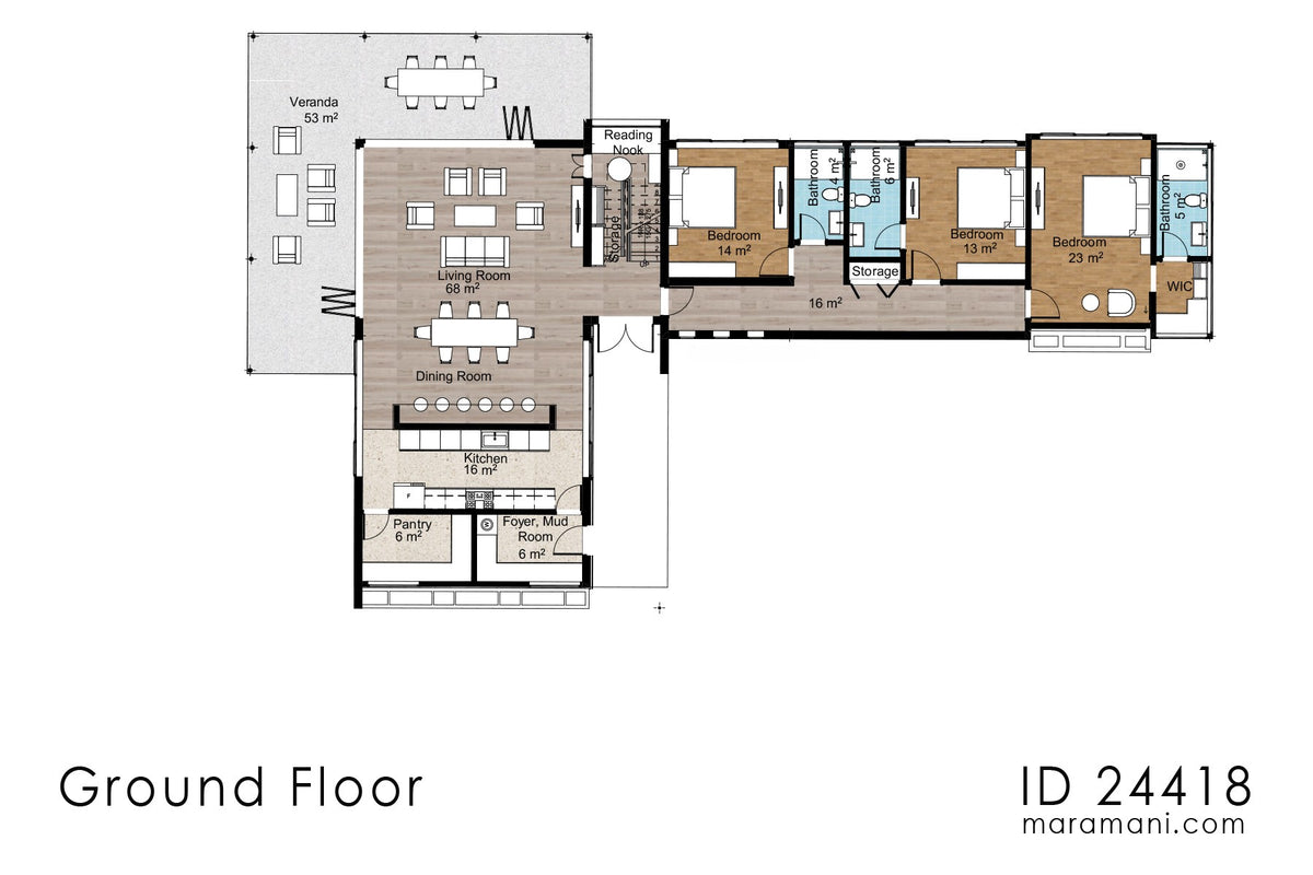 Modern 4-Bedroom Double-Storey House Plan – ID 24418