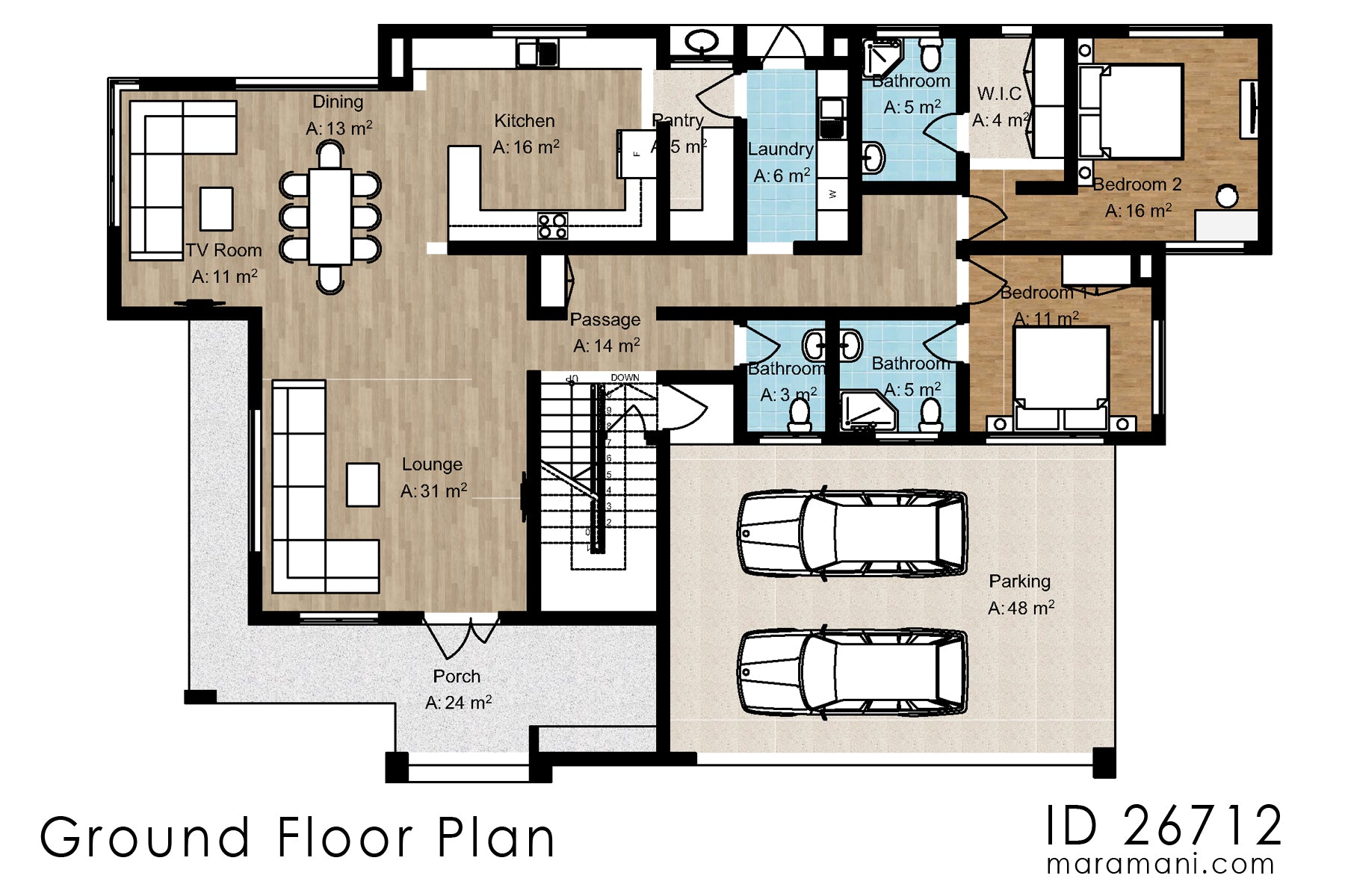 Spacious 6- Bedroom, 2-Story House Plan - ID 26712