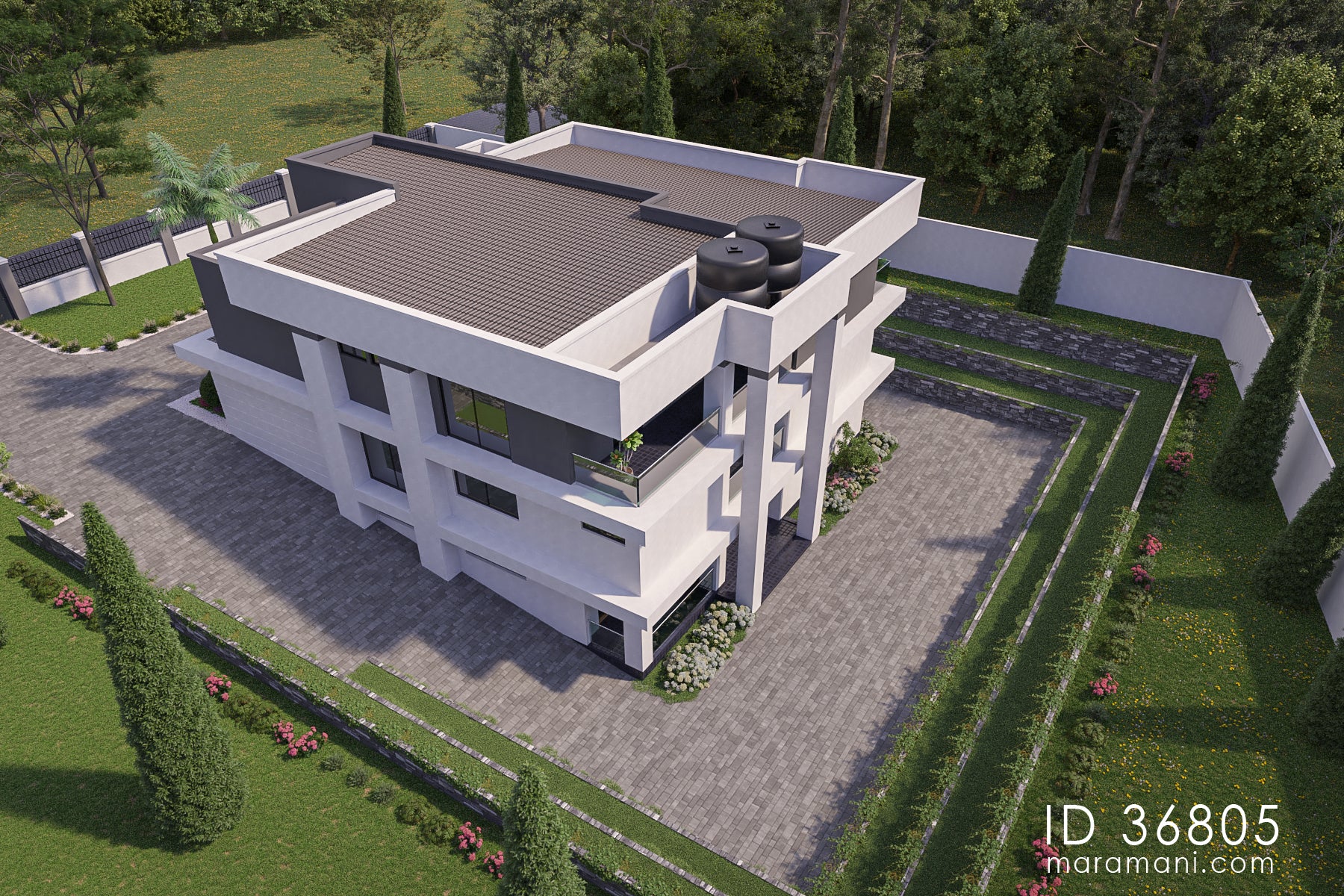 Luxurious 6-Bedroom, 3-Story House Plan - ID 36805