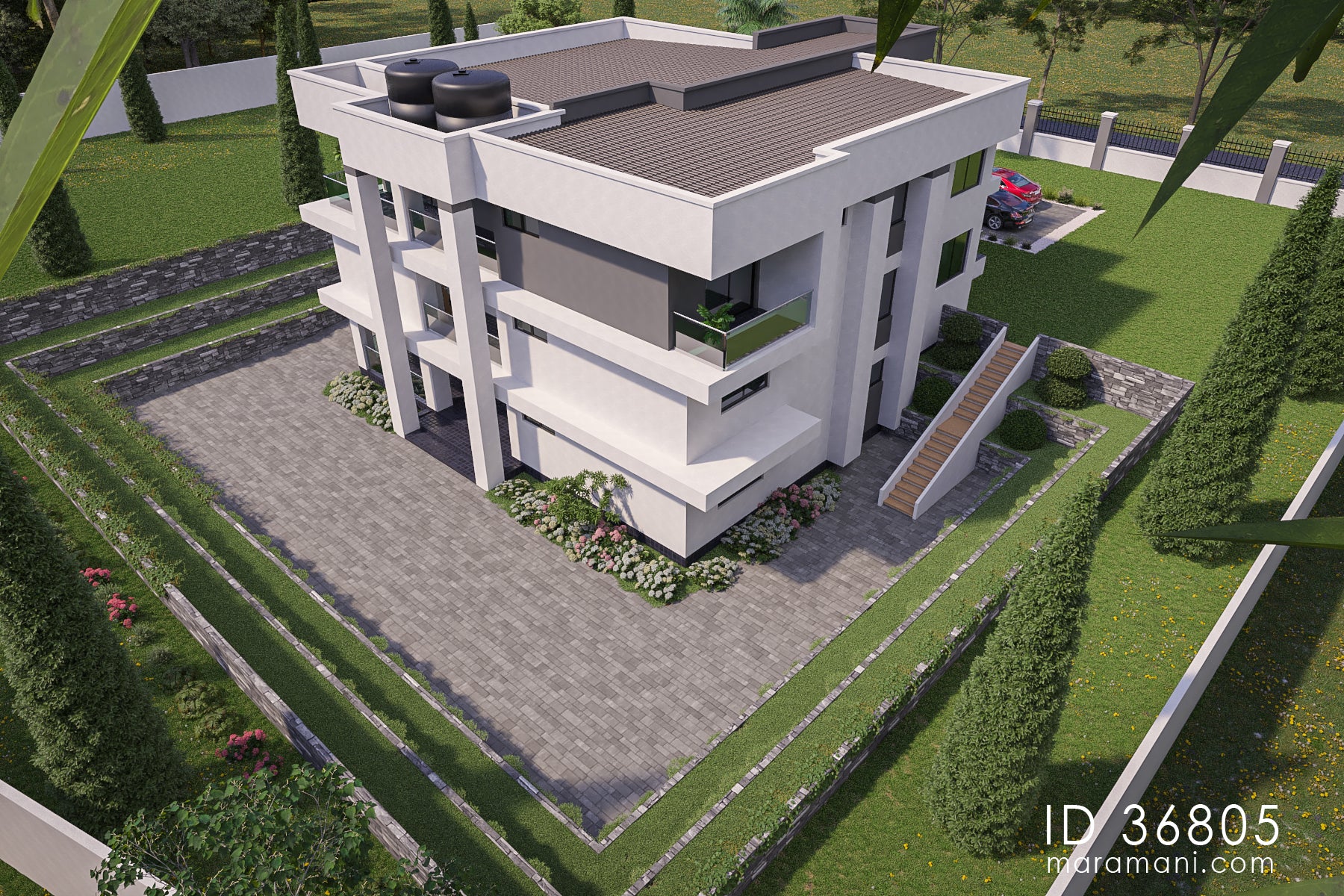 Luxurious 6-Bedroom, 3-Story House Plan - ID 36805