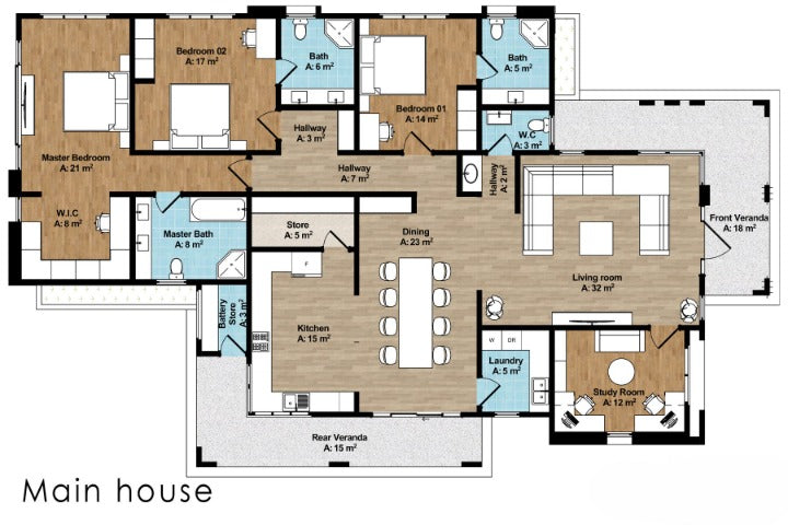 Low-budget modern 3-bedroom house design - ID 13420 