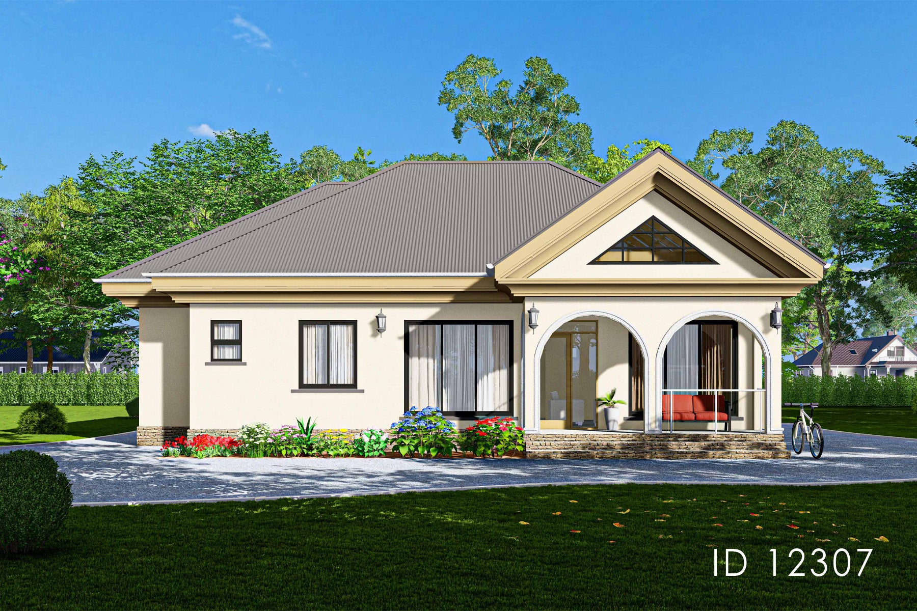 Modern affordable 2-bedroom house plan - ID 12307 - Area 139 sqm