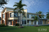 Rear render of the Modern house plan 7 bedrooms - ID 37802