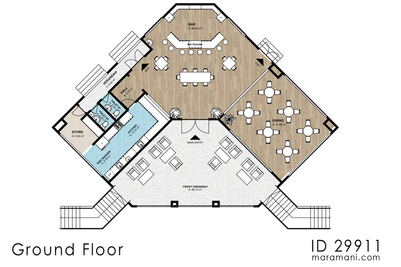Spacious 2-Story Restaurant, Bar, and 5-Bedroom Complex - ID 29911