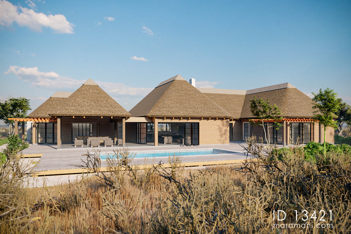 Thatch roof 3 bedroom house - ID 13421 - Plans by Maramani.com