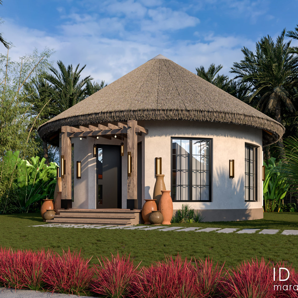 Two bedroom thatch roof house - ID 12228 - Plan by Maramani, image size:1200x1200
