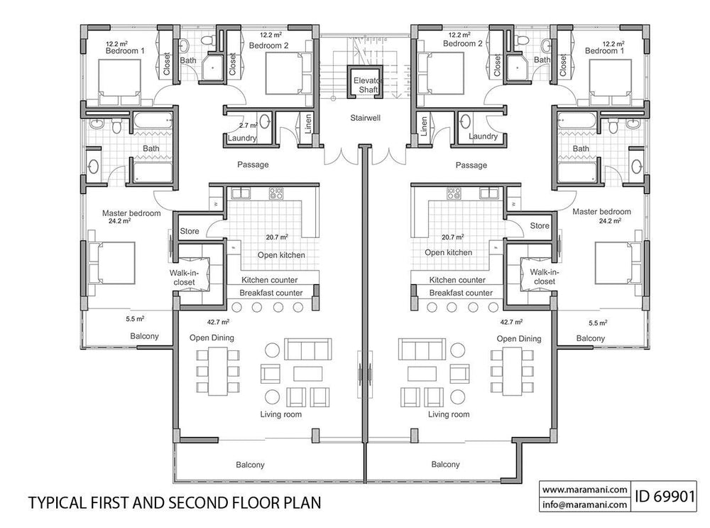 Apartment Complex Floor Plan - ID 69901 - Building Plans by Maramani