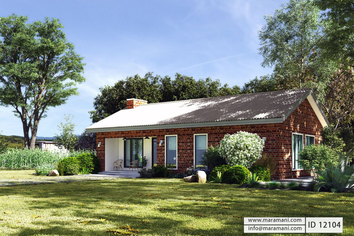 2 bedroom house plans open floor plan - ID 12104