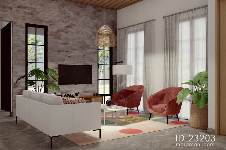 Living room Interior 3 Bedroom House Plan - ID 23203 