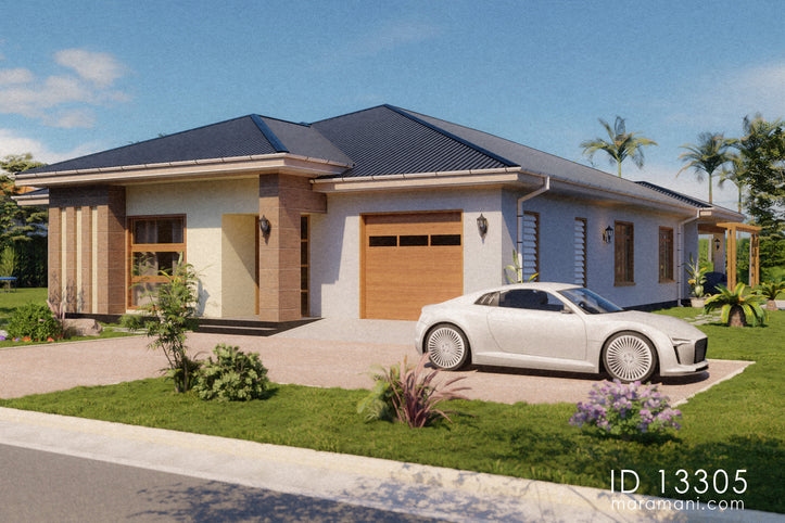 Front view of 3 bedroom house design - ID 13305 