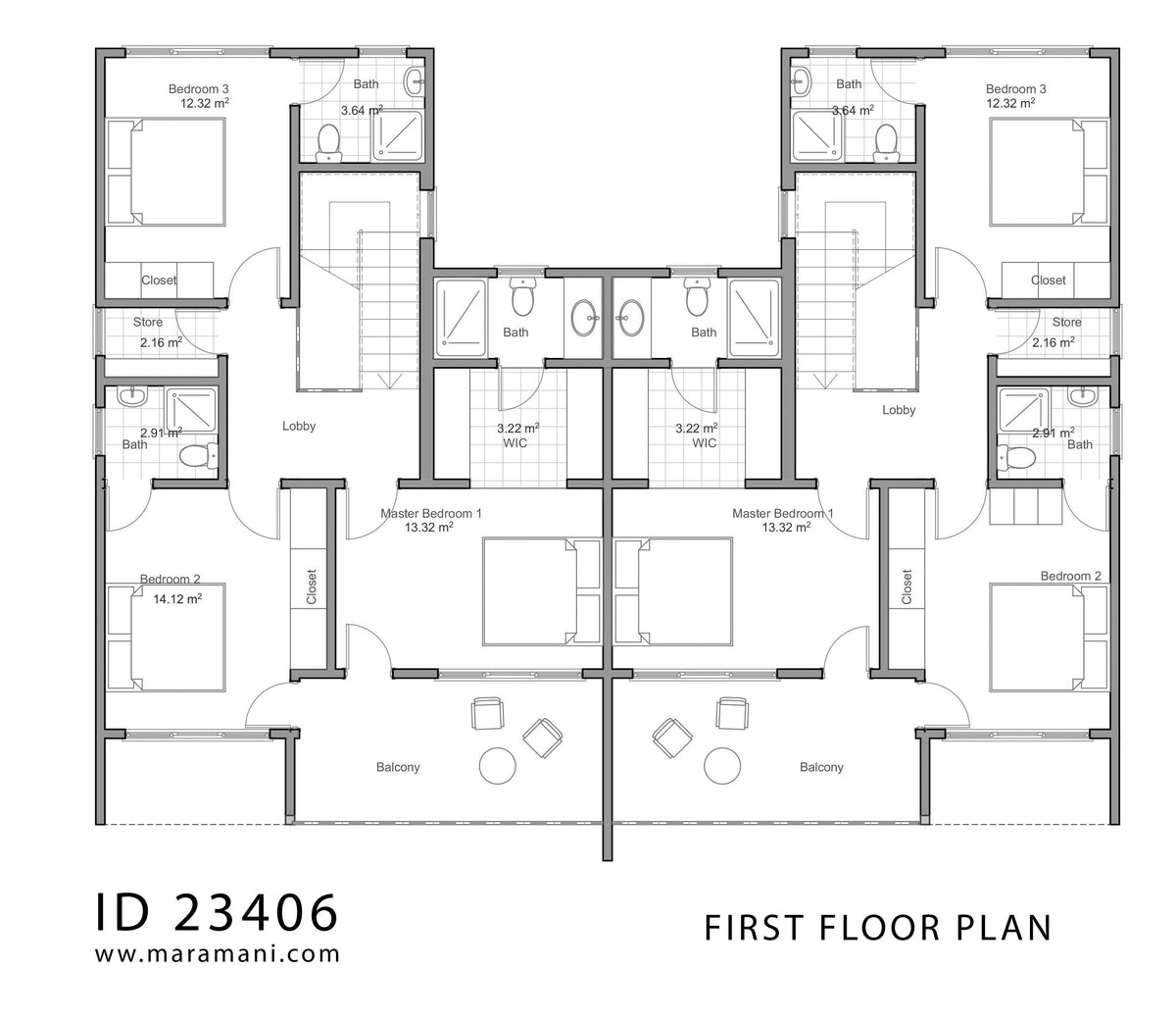 Modern 3 Bedrooms Duplex House Plan - ID 23406 - Design by Maramani