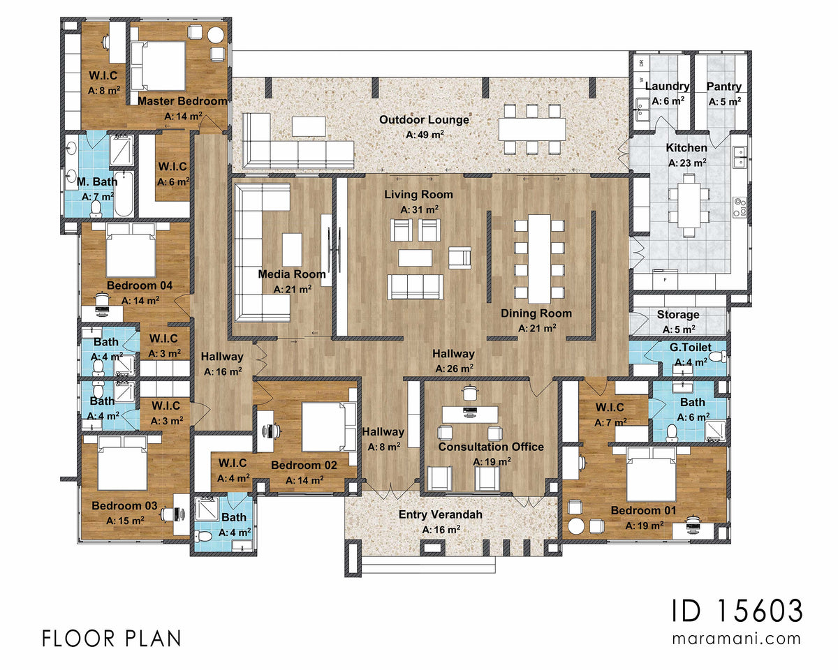A Luxurious 5 Bedroom House Plan - ID 15603