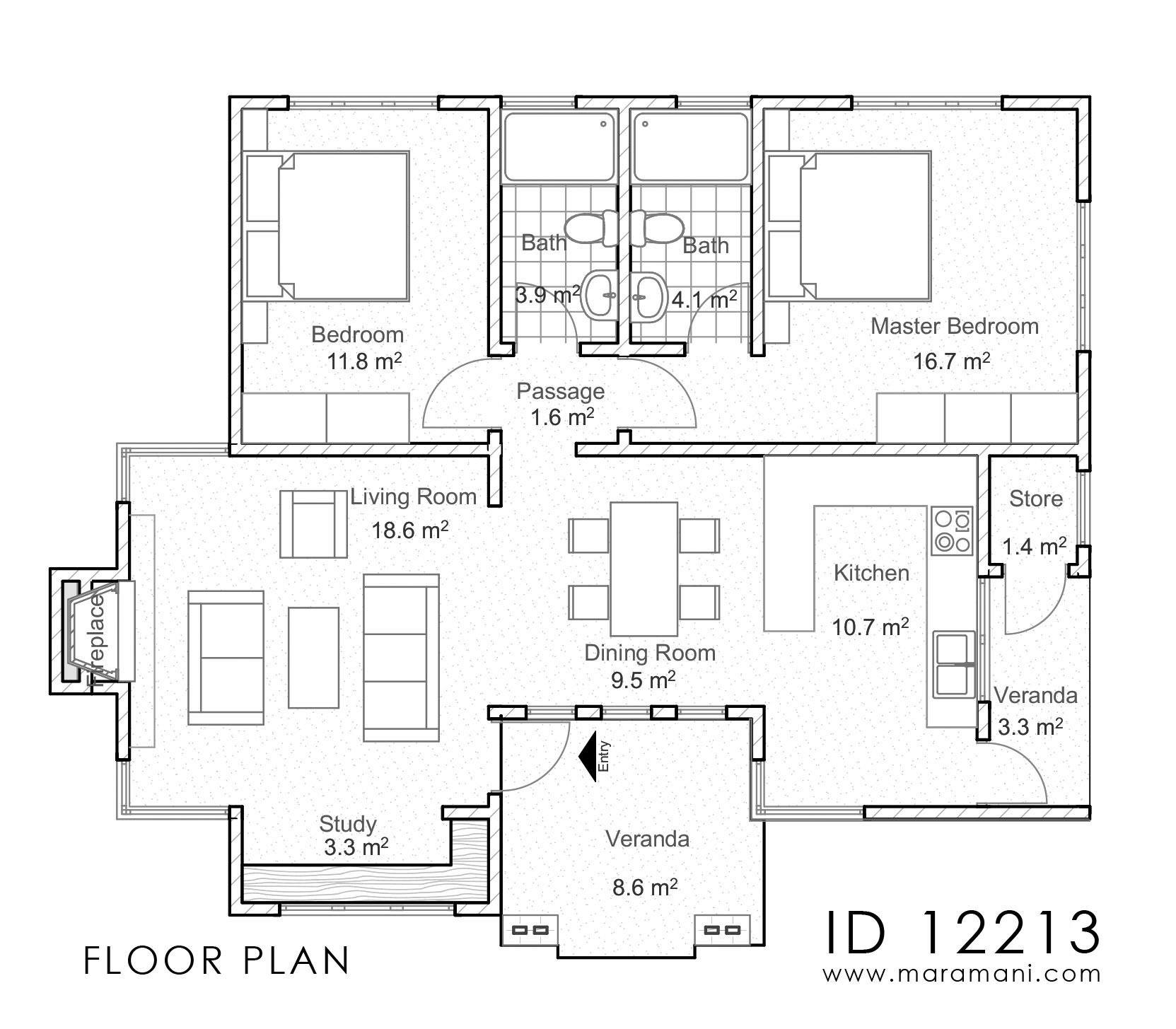 Contemporary 2 Bedroom House - ID 12213
