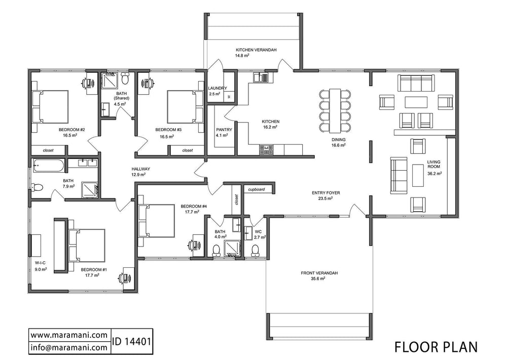 4 Bedroom countryside house - ID 14401 - House Plans by Maramani