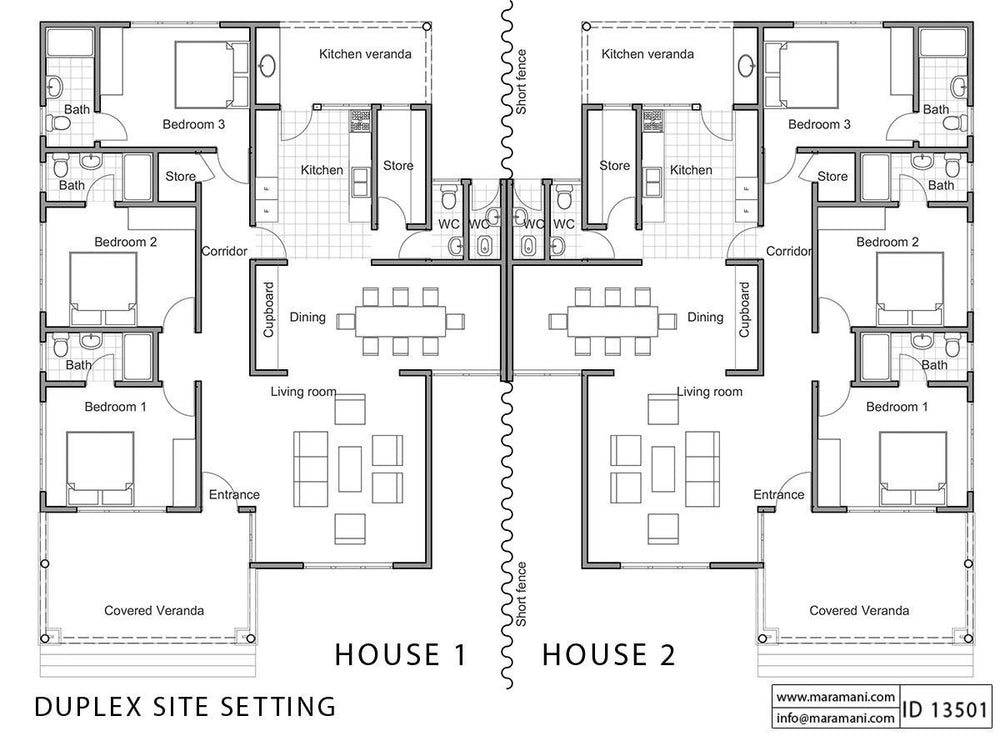 3 Bedrooms Duplex Plan - ID 13501 - House Plans by Maramani