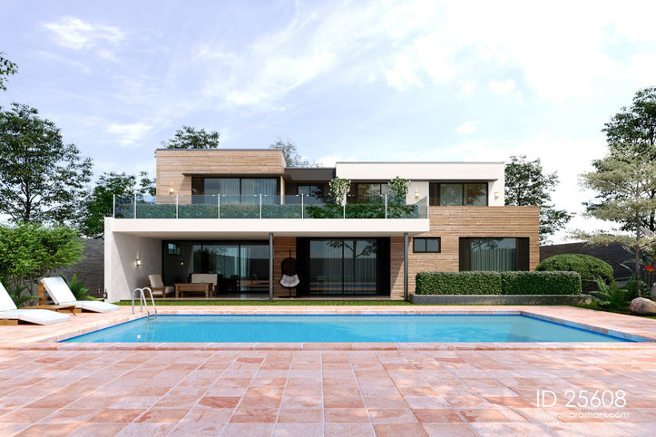Timber clad 5 bedroom contemporary house - ID 25608 