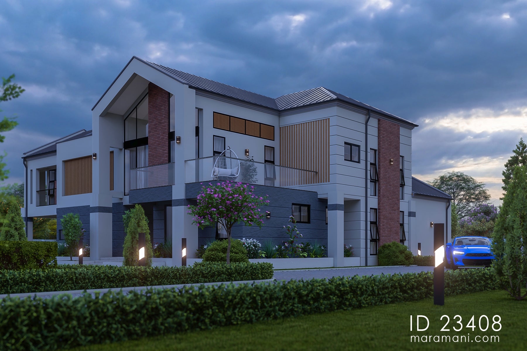 Two-storey 3 bedrooms house plan - ID 23408 - House Designs by Maramani
